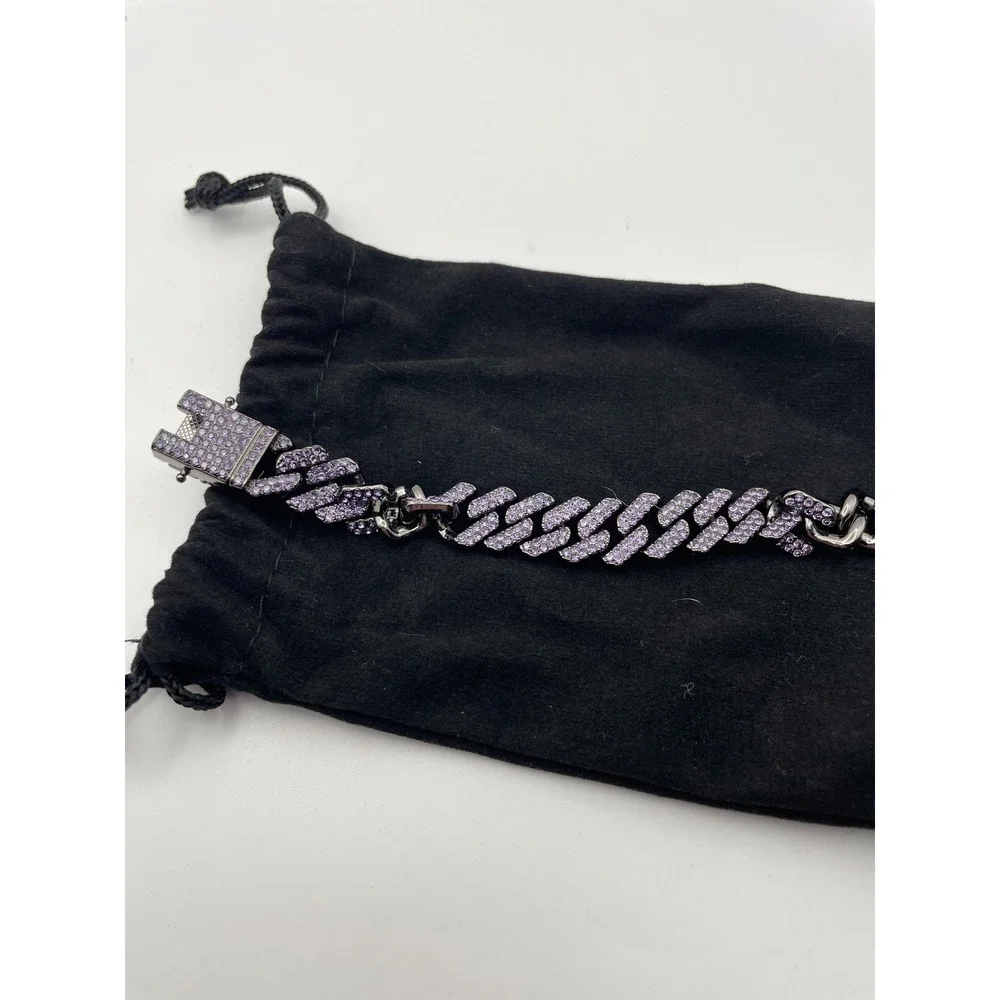 Invicta Gunmetal Purple Crystal Iced Out Cuban Link Bracelet 80893 New